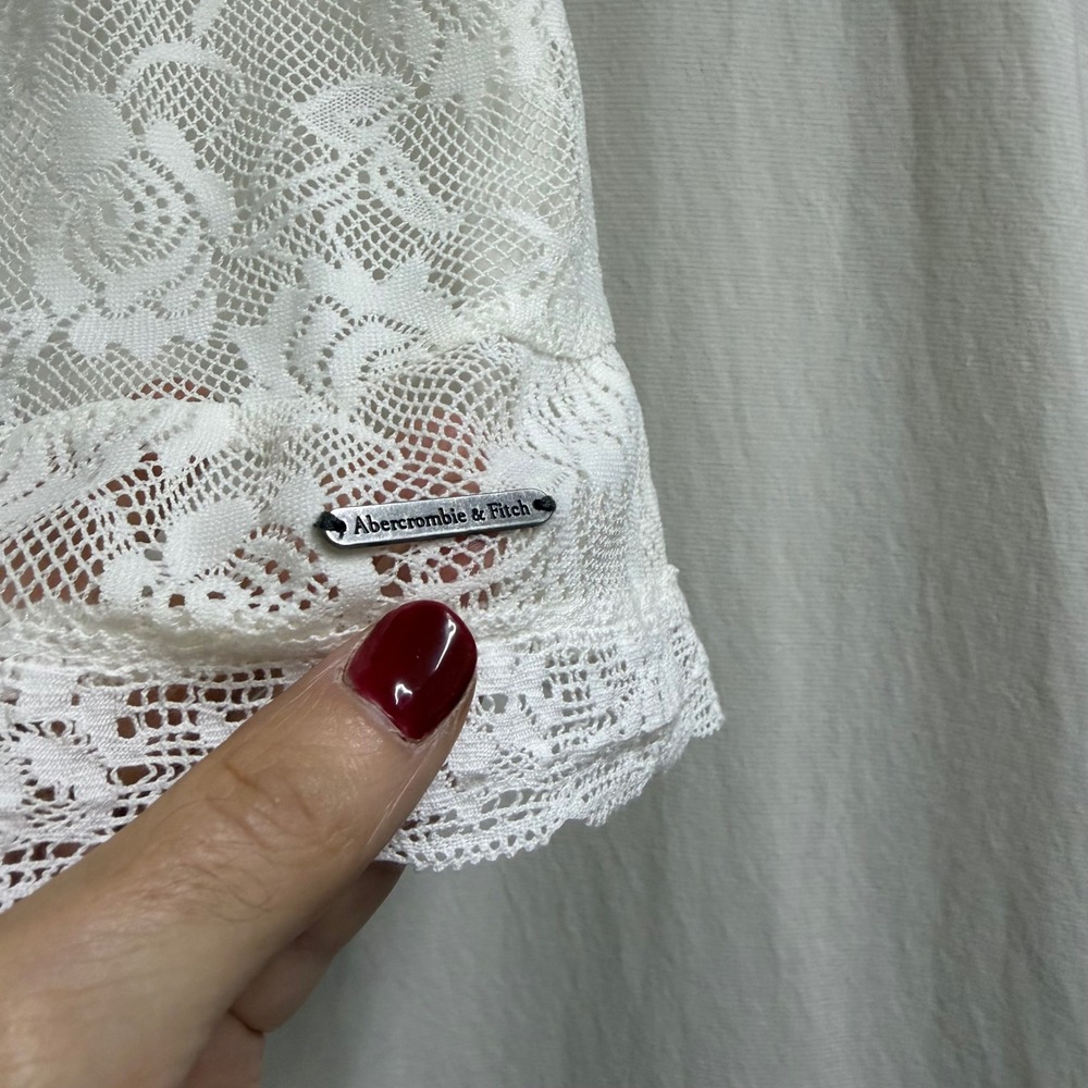 NWT Abercrombie & Fitch White Floral Lace Ruffle Mini Skirt Womens Medium - Picture 3 of 9
